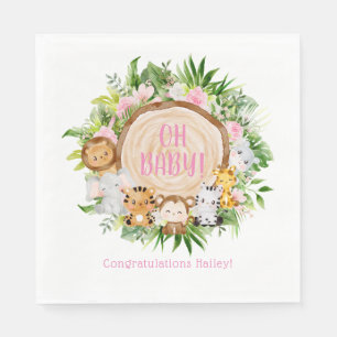 Servilleta De Papel Oh Baby Safari Selva Acuarela Baby Shower 