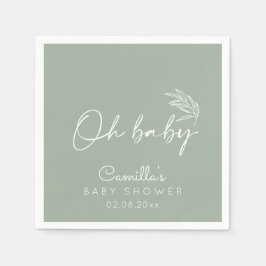 Servilleta De Papel Oh Baby Sage Green Modern Baby Shower