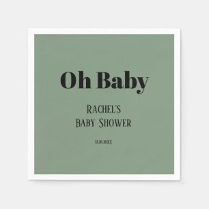 Servilleta De Papel Oh Baby Sage Green Script Negrita Baby Shower mode