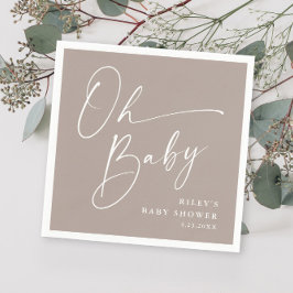 Servilleta De Papel Oh Baby Script Moderno Neutral Baby Shower