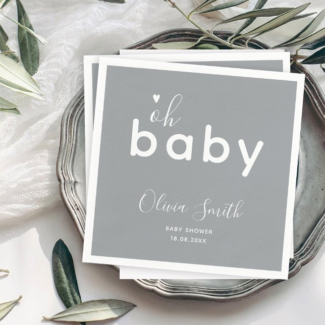Servilleta De Papel Oh Baby Shower Gris (Subido por el creador)
