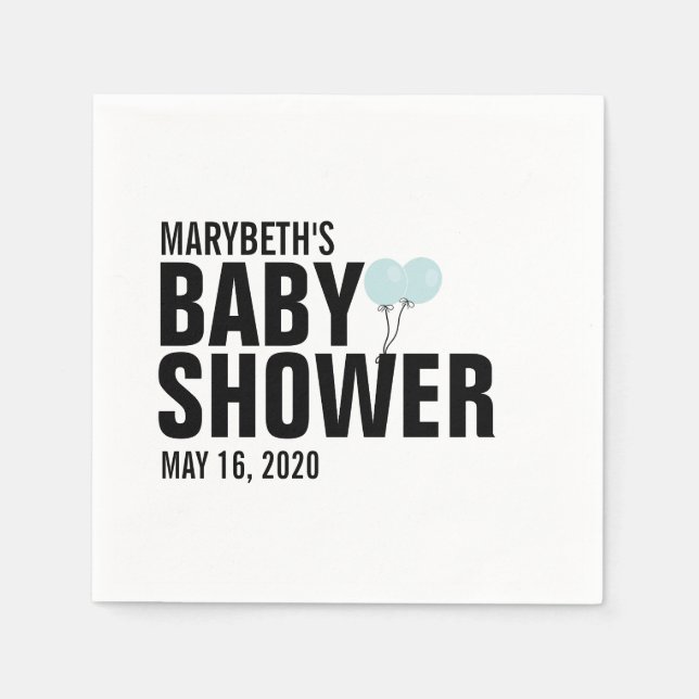 Servilleta De Papel Oh Baby Simple Blue Balloon Baby Shower Napkin (Anverso)