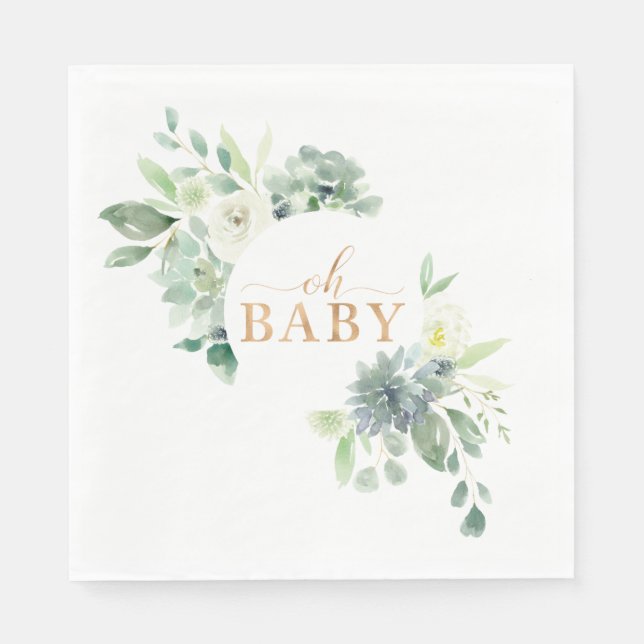 Servilleta De Papel Oh Baby Succulum Baby Shower Napkins (Anverso)