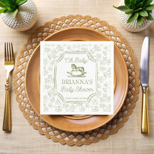 Servilleta De Papel Oh baby verde salvia caballo mecedor baby shower