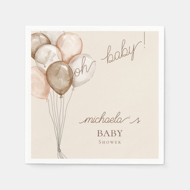 Servilleta De Papel Oh Baby Watercolor Boho Baby Shower (Anverso)