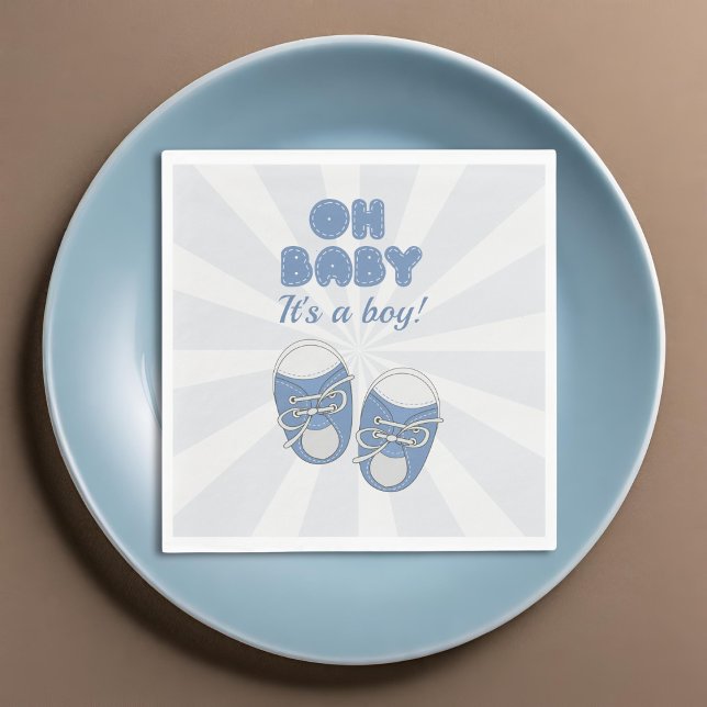 Servilleta De Papel Oh, bebé | Baby Shoes Dusty Blue Boy Baby Shower (Subido por el creador)
