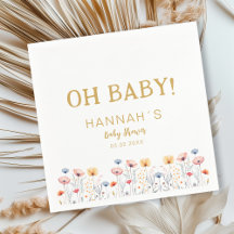 ¡OH BEBÉ! Flor silvestre fresca | Baby Shower blan