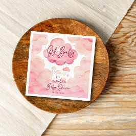 Servilleta De Papel Oh bebé modelo de ducha de bebé en nube rosa