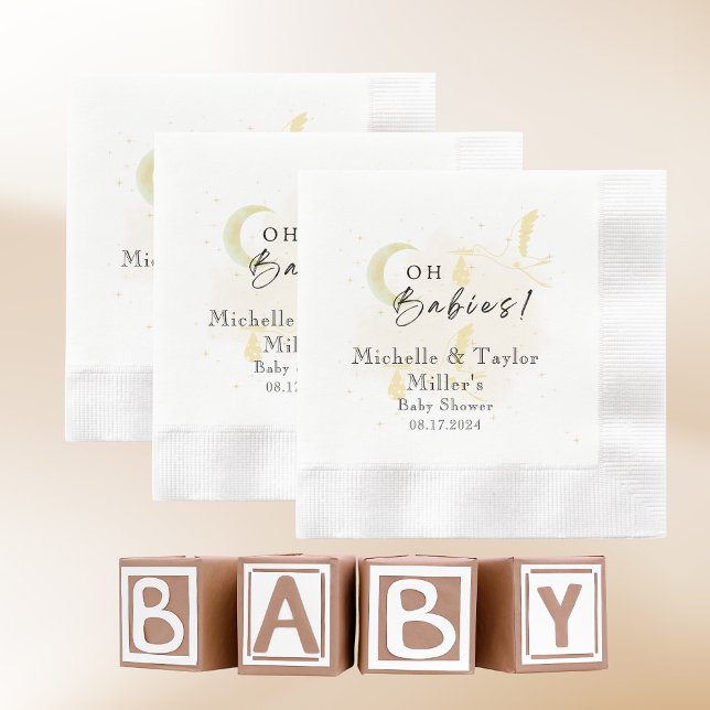 Servilleta De Papel ¡Oh bebés! Baby Shower Neutral Twin Storks (Subido por el creador)