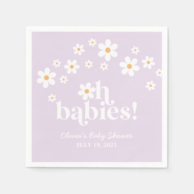 Servilleta De Papel ¡Oh bebés! Daisy lilac Baby Shower (Anverso)