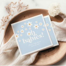 Servilleta De Papel ¡Oh Bebés! Retro Daisy azul boho Baby Shower