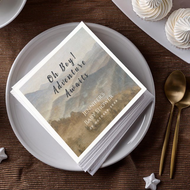 Servilleta De Papel Oh Boy Adventure Awaits Mountains Baby Shower (Subido por el creador)