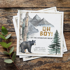 Servilleta De Papel Oh Boy Adventure Begin | Baby Shower Bear & Birch