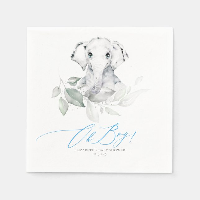 Servilleta De Papel Oh Boy Baby Shower Elephant Greeneration (Anverso)