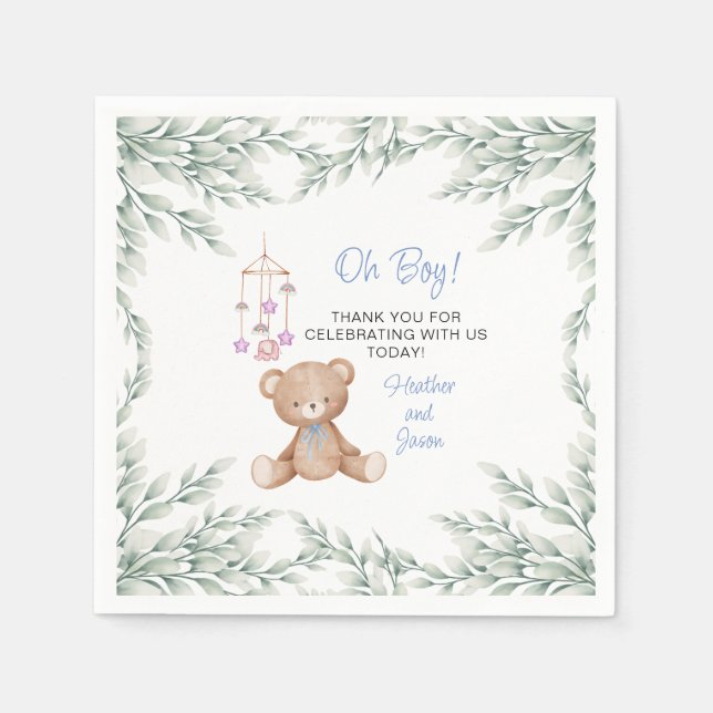 Servilleta De Papel Oh Boy Baby Shower Paper Napkins (Anverso)