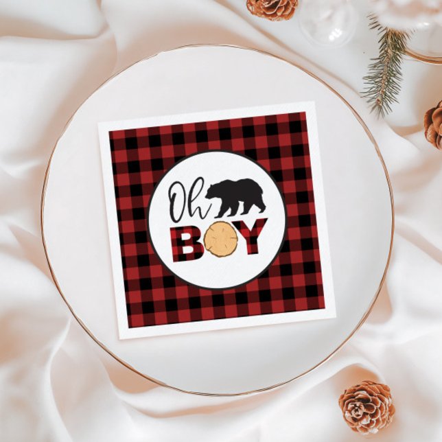 Servilleta De Papel Oh Boy Bear Buffalo Plantado Baby Shower (Subido por el creador)