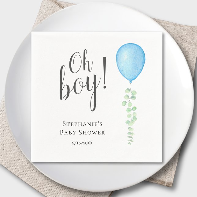 Servilleta De Papel Oh Boy Blue Balloon Boy Baby Shower (Subido por el creador)