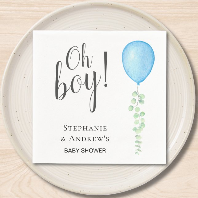Servilleta De Papel Oh Boy Blue Balloon Couple's Baby Shower  (Subido por el creador)