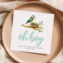 Servilleta De Papel Oh Boy Blue Bird Nest Baby Shower