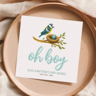 Servilleta De Papel Oh Boy Blue Bird Nest Baby Shower