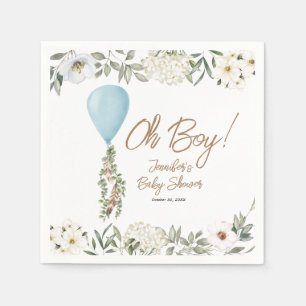Servilleta De Papel Oh Boy Blue Boho Balloon Baby Shower