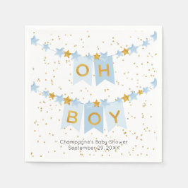 Servilleta De Papel Oh Boy Blue Bunting Flags Baby Shower