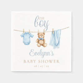Servilleta De Papel Oh Boy Blue Clothesline Baby Shower