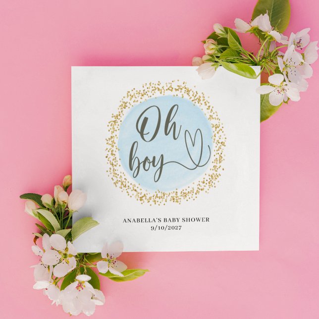 Servilleta De Papel Oh Boy Blue Gold Confetti Baby Shower (Subido por el creador)