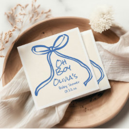 Servilleta De Papel Oh Boy Blue Hand Written Bow Baby Shower