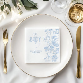 Servilleta De Papel Oh Boy Blue Toile Safari Animal Baby Shower