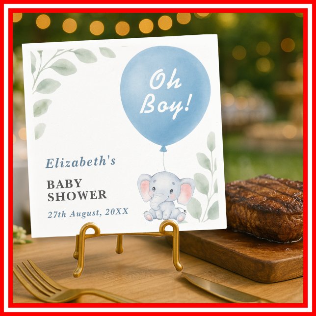 Servilleta De Papel Oh Boy Elephant Balloon Eucalyptus Baby Shower (Subido por el creador)