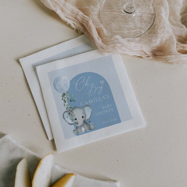Servilleta De Papel Oh Boy Elephant Boy Balloon Baby Shower (Subido por el creador)