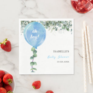 Servilleta De Papel Oh Boy globo vegetación eucalipto baby shower