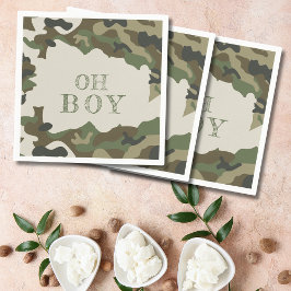 Servilleta De Papel Oh Boy Green Camo Baby Shower
