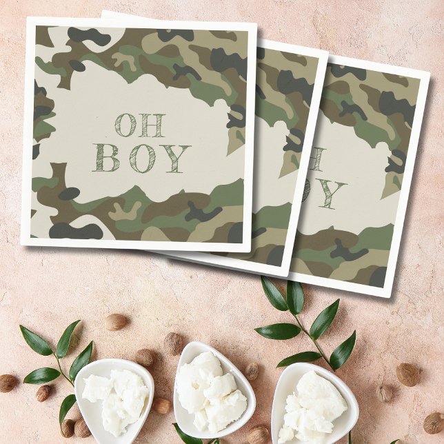 Servilleta De Papel Oh Boy Green Camo Baby Shower (Subido por el creador)