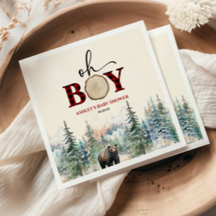 Servilleta De Papel Oh Boy Lumberjack Woodland Forest Bear Baby Shower