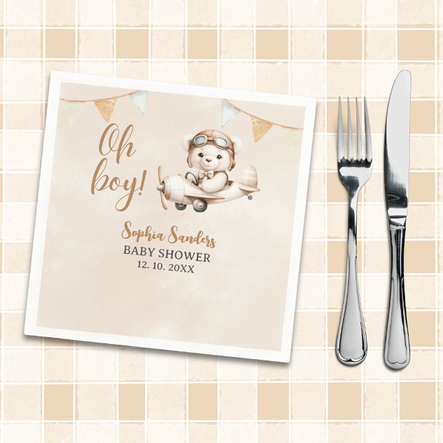 Servilleta De Papel Oh Boy, Teddy Bear Baby shower boy (Subido por el creador)
