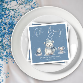 Servilleta De Papel Oh Boy Winter | Woodland Baby Shower Editable