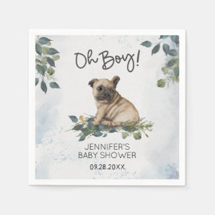 Servilleta De Papel ¡Oh, chico! Baby Shower Pug Puppy Napkins