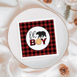 Servilleta De Papel Oh Chico Oso Plaid Baby Shower