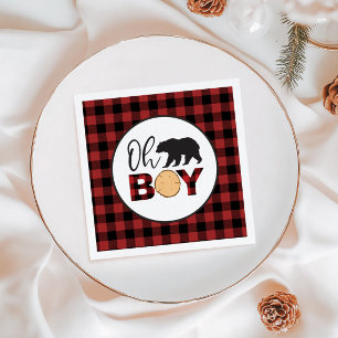 Servilleta De Papel Oh Chico Oso Plaid Baby Shower