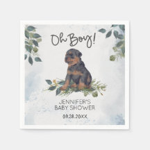 ¡Oh, chico! Rottweiler Puppy Watercolor Baby Showe