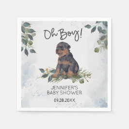Servilleta De Papel ¡Oh, chico! Rottweiler Puppy Watercolor Baby Showe