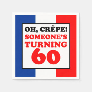 Servilleta De Papel Oh Crepe Bandera Francesa 60 cumpleaños