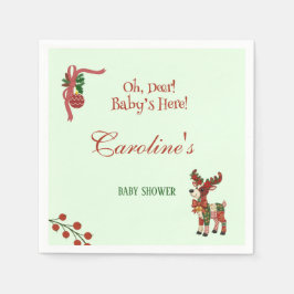 Servilleta De Papel Oh, Deer! Baby’s Here! – Christmas Baby Shower