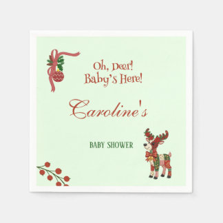 Servilleta De Papel Oh, Deer! Baby’s Here! – Christmas Baby Shower