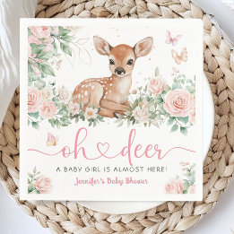 Servilleta De Papel Oh Deer Baby Shower Chica Papel rosa