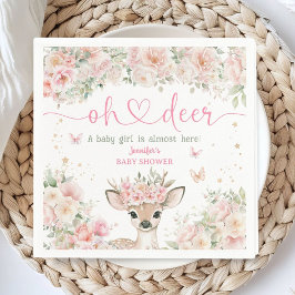 Servilleta De Papel Oh Deer Baby Shower Girl Blush Pink Paper Napkin