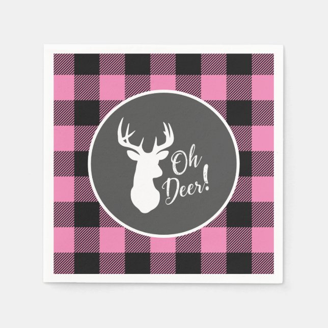 Servilleta De Papel Oh Deer Baby Shower Pink (Anverso)