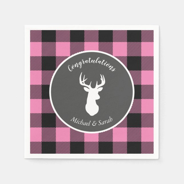Servilleta De Papel Oh Deer Baby Shower Pink (Anverso)